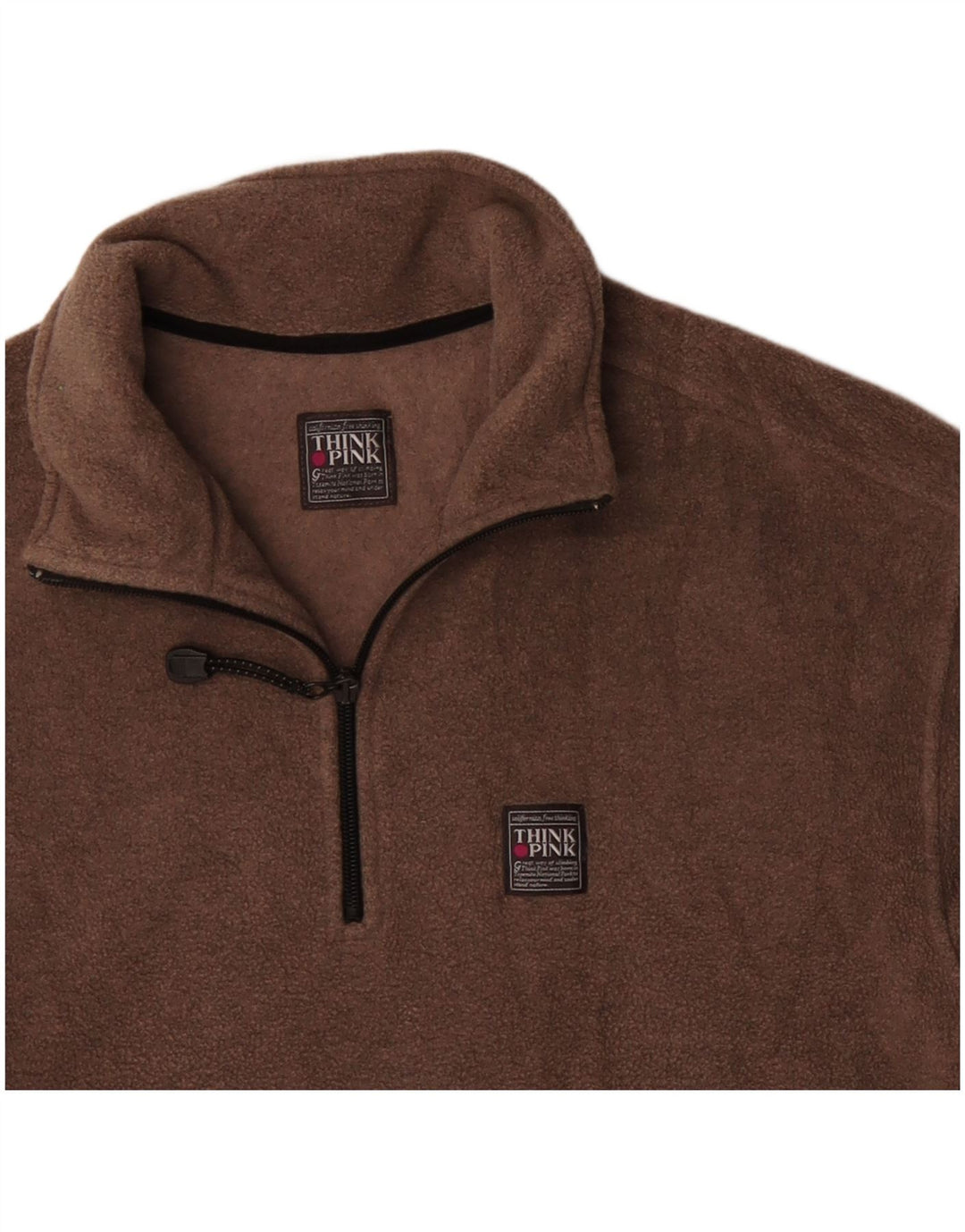 Think Różowy damski sweter polarowy z zamkiem błyskawicznym UK 14, średni brązowy poliester