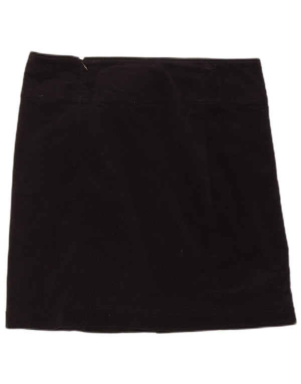 Laura Ashley Damska aksamitna mini spódniczka UK 14 duża W36 czarna bawełna