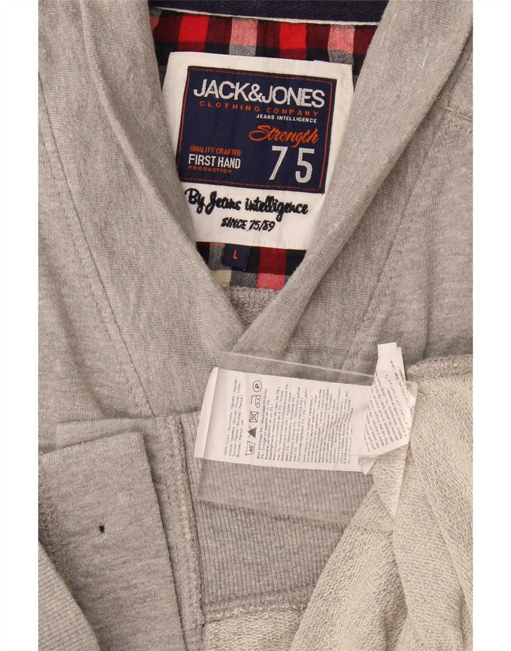 Męski sweter kardigan Jack & Jones, duży, szary, bawełniany