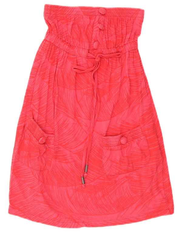 Fishbone Womens Strapless Dress UK 12 Medium Pink Floral Cotton