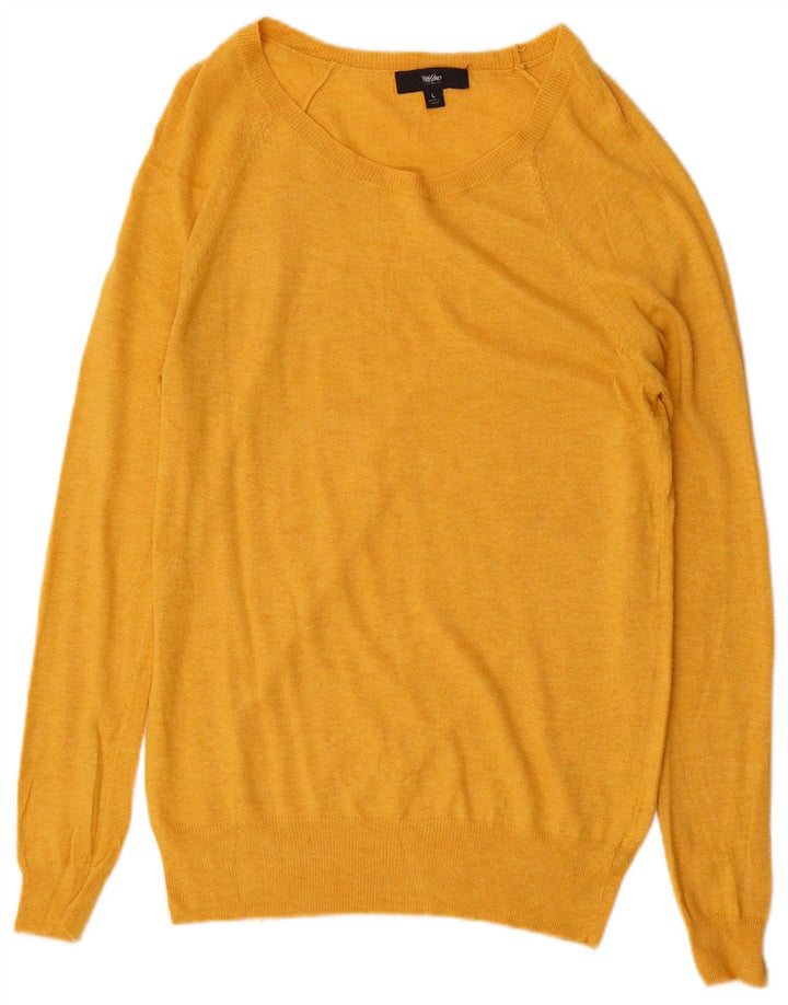 Damski sweter MOSSIMO z dekoltem w łódkę UK 16, duży, żółty nylon