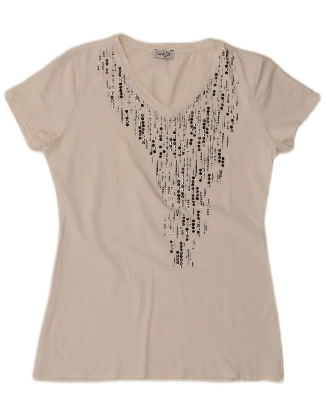 T-shirt damski LIU JO Milano Top UK 12 Średni biały