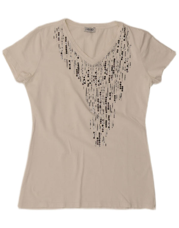 T-shirt damski LIU JO Milano Top UK 12 Średni biały