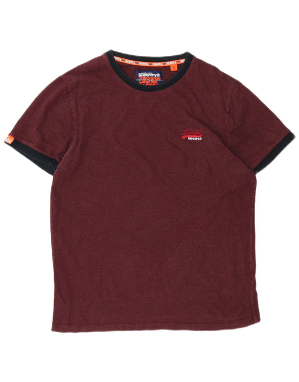 SUPERDRY Męski T-shirt Top XL Burgundowa Bawełniana