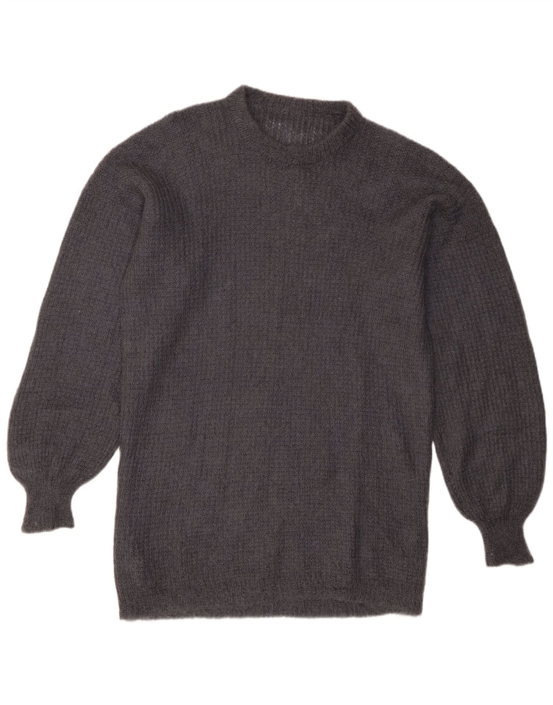 Sweter damski w stylu vintage z okrągłym dekoltem UK 16, duży, szary