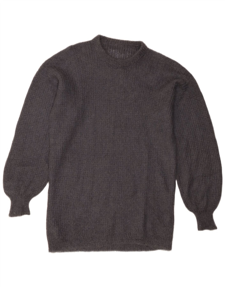 Sweter damski w stylu vintage z okrągłym dekoltem UK 16, duży, szary