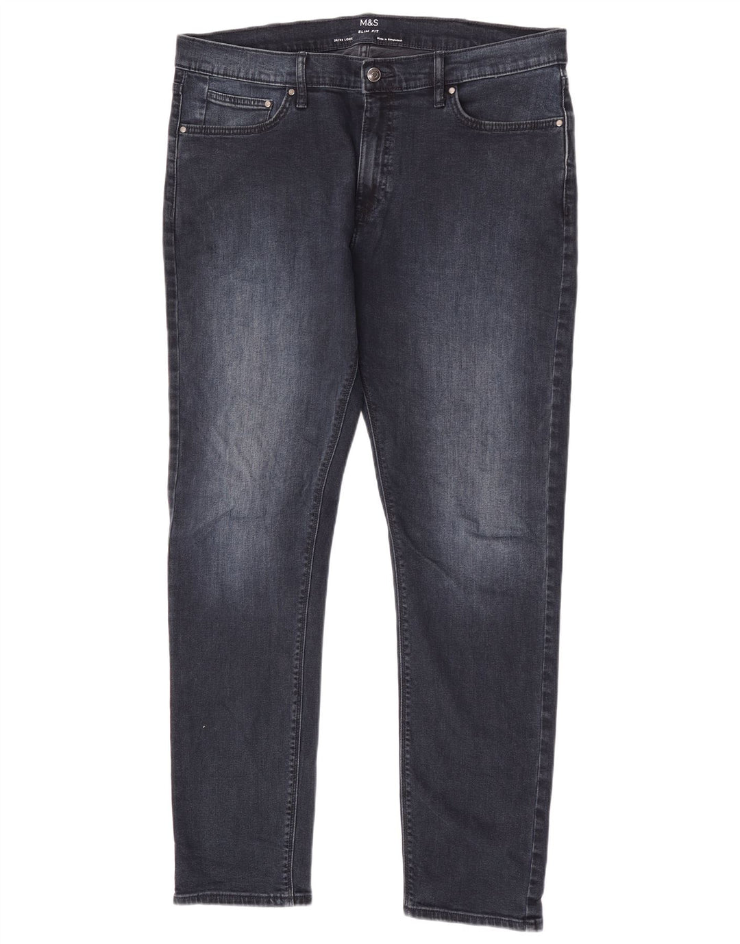 Marks & Spencer Męskie jeansy slim W36 L33 Granatowe, bawełniane