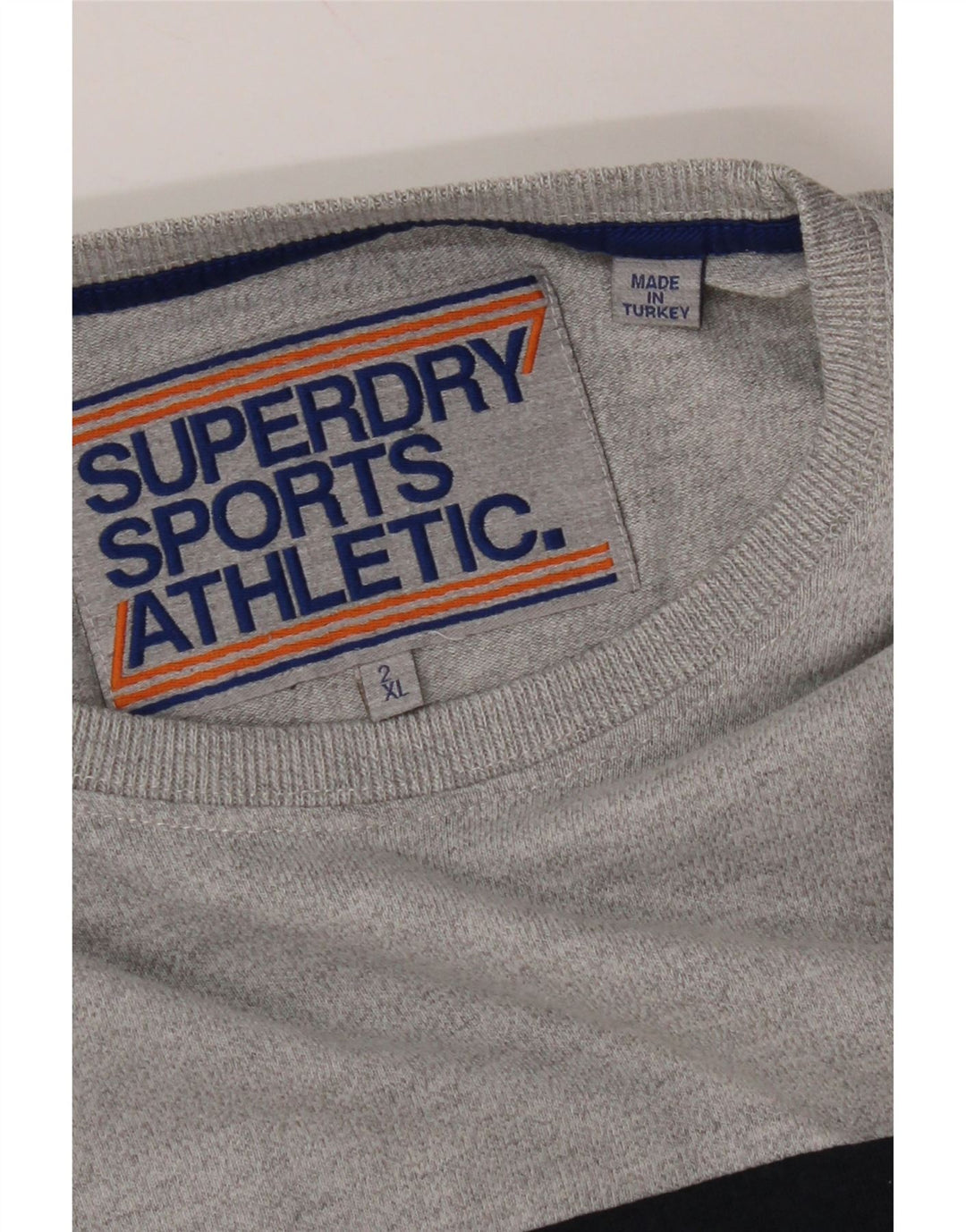 Damski T-shirt SUPERDRY z grafiką, 2XL, szary, z blokami kolorów