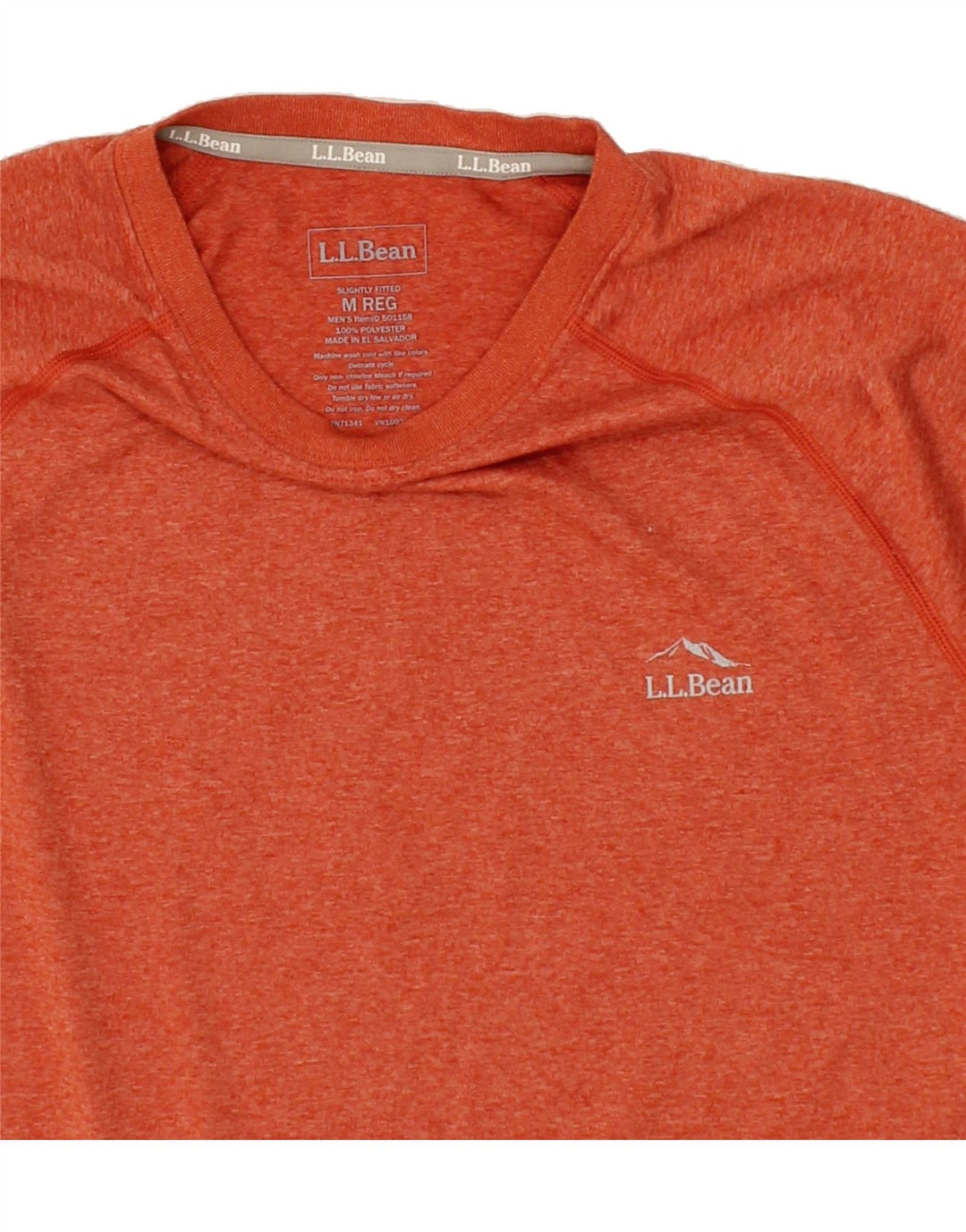L.L.BEAN Mens Slightly Fitted Graphic T-Shirt Top Medium Orange Polyester Vintage L.L.Bean and Second-Hand L.L.Bean from Messina Hembry 