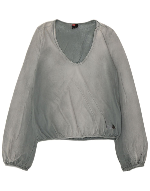 Damski krótki top Diesel z długim rękawem, UK 14, duży, niebieski, bawełniany