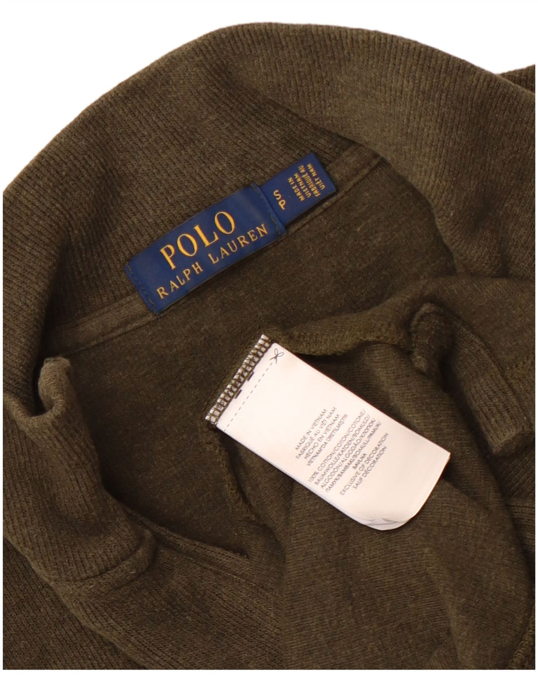Polo Ralph Lauren Męski sweter z zamkiem błyskawicznym, mały, bawełniany khaki