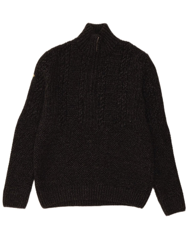 Męski sweter z zamkiem błyskawicznym Superdry Średni szary, nakrapiany akryl