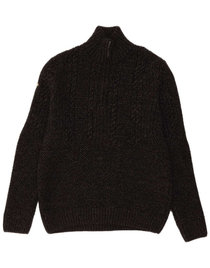 Męski sweter z zamkiem błyskawicznym Superdry Średni szary, nakrapiany akryl