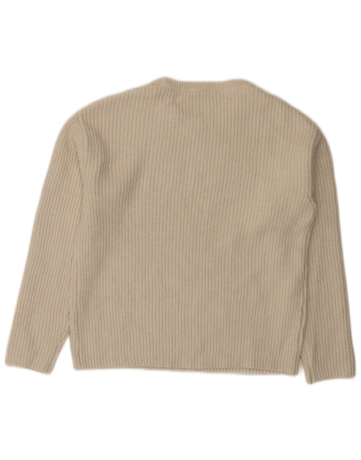 Marks & Spencer Męski sweter z okrągłym dekoltem, mały, złamany biały poliester