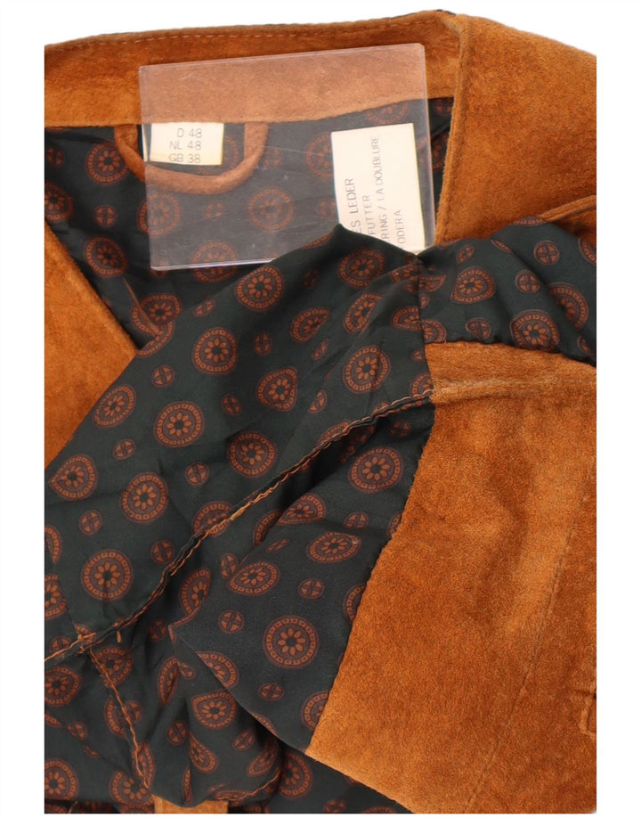 Vintage męska zamszowa kamizelka UK 38 średnio brązowa skóra