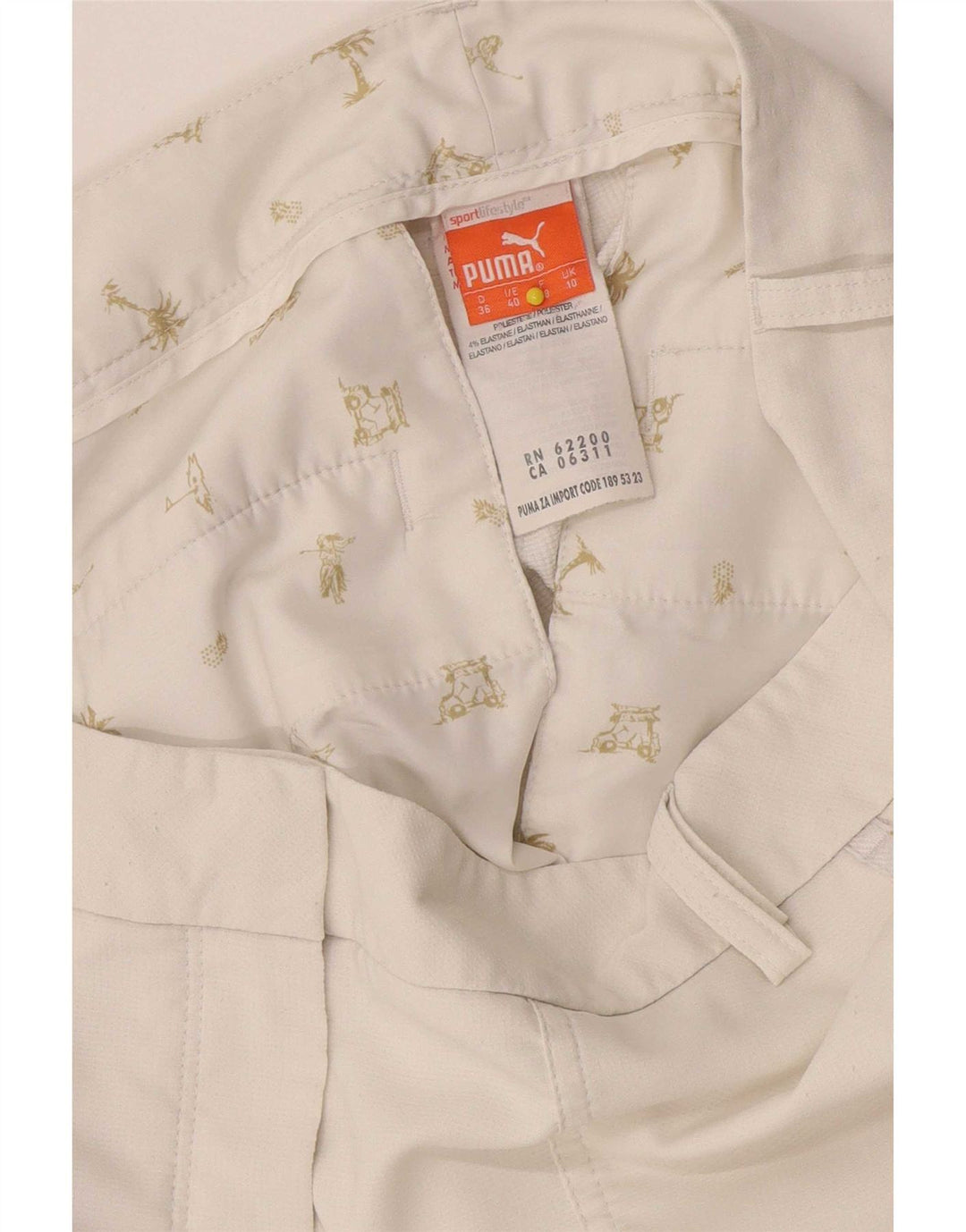 Damskie spodnie Chino Puma Slim UK 10 Small W32 L28 Biały poliester