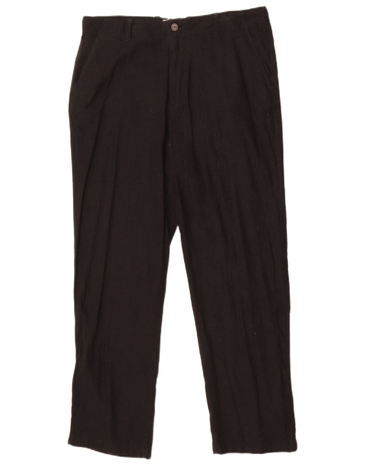 Męskie spodnie Chino o regularnym kroju Marks & Spencer W34 L31 Czarne lniane