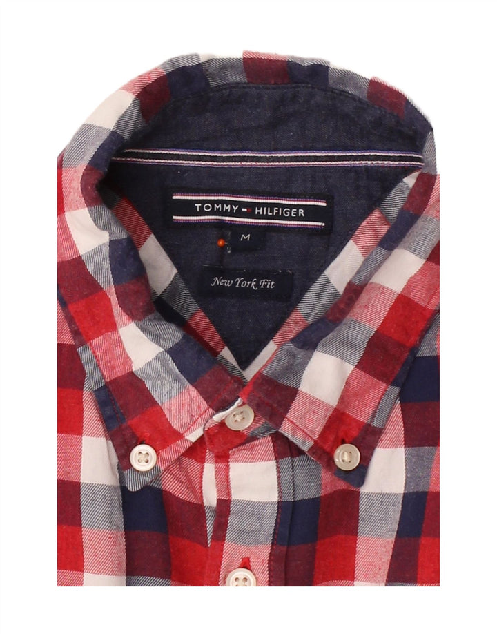 TOMMY HILFIGER Mens Flannel Shirt Medium Red Check Cotton