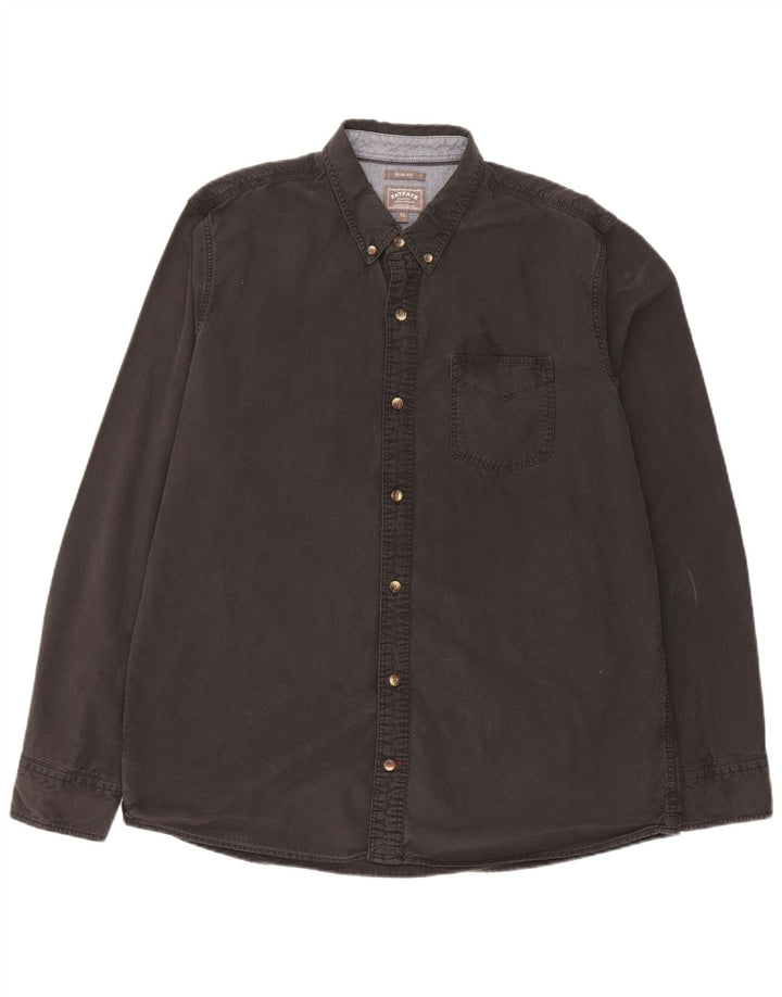 Koszula męska Slim Fit Fat Face XL, czarna, bawełniana
