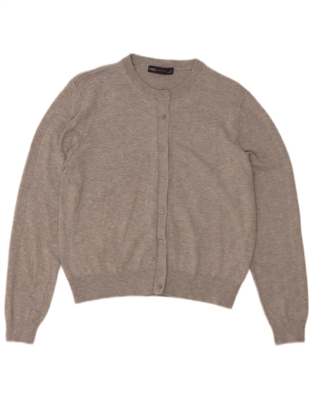 Marks & Spencer Damski sweter rozpinany UK 12 Średni szary, nakrapiany wiskoza