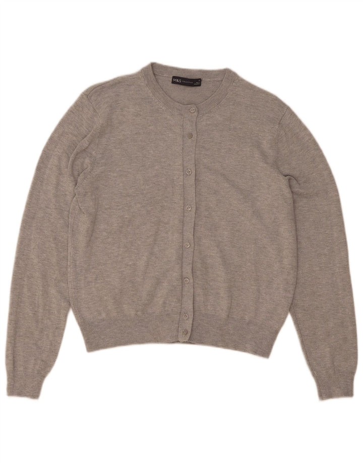 Marks & Spencer Damski sweter rozpinany UK 12 Średni szary, nakrapiany wiskoza