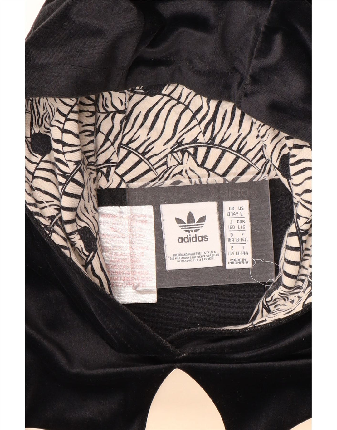 Dziewczęcy sweter z kapturem ADIDAS z grafiką, welurowy, 13-14 lat, czarny