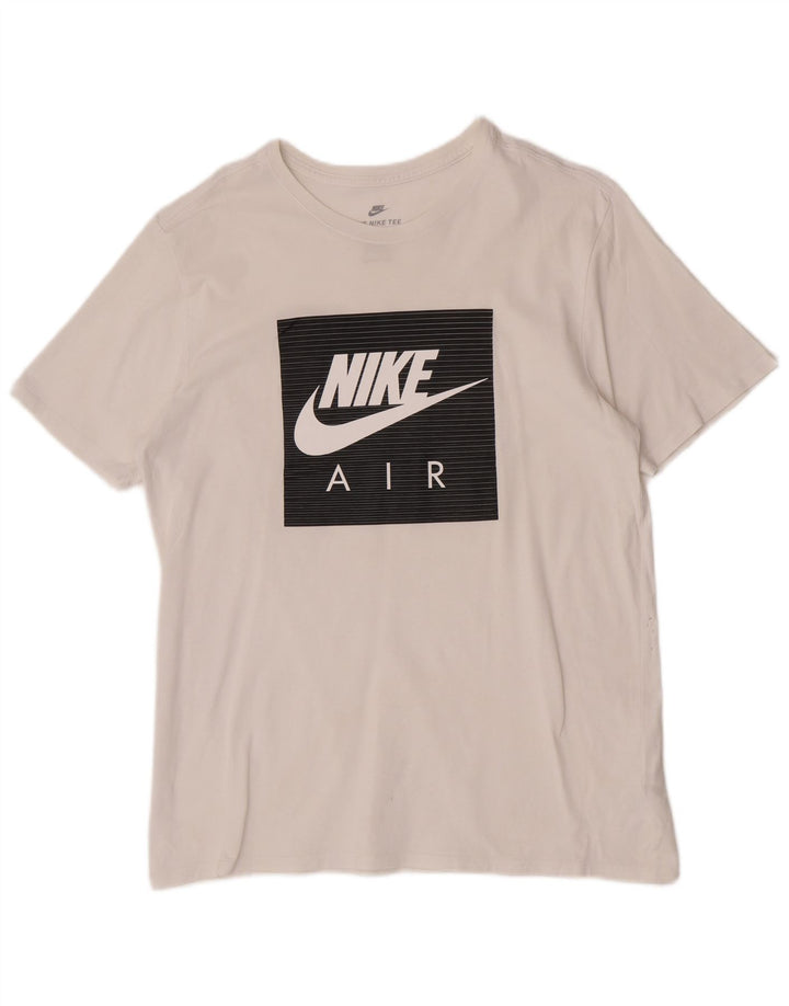 Męski T-shirt Nike o sportowym kroju z grafiką, duży, biały, bawełniany