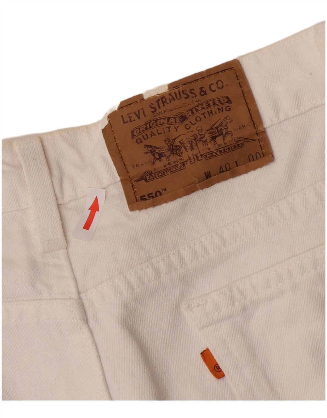 Męskie spodenki jeansowe Levi's 550 W40 XL, biała bawełna