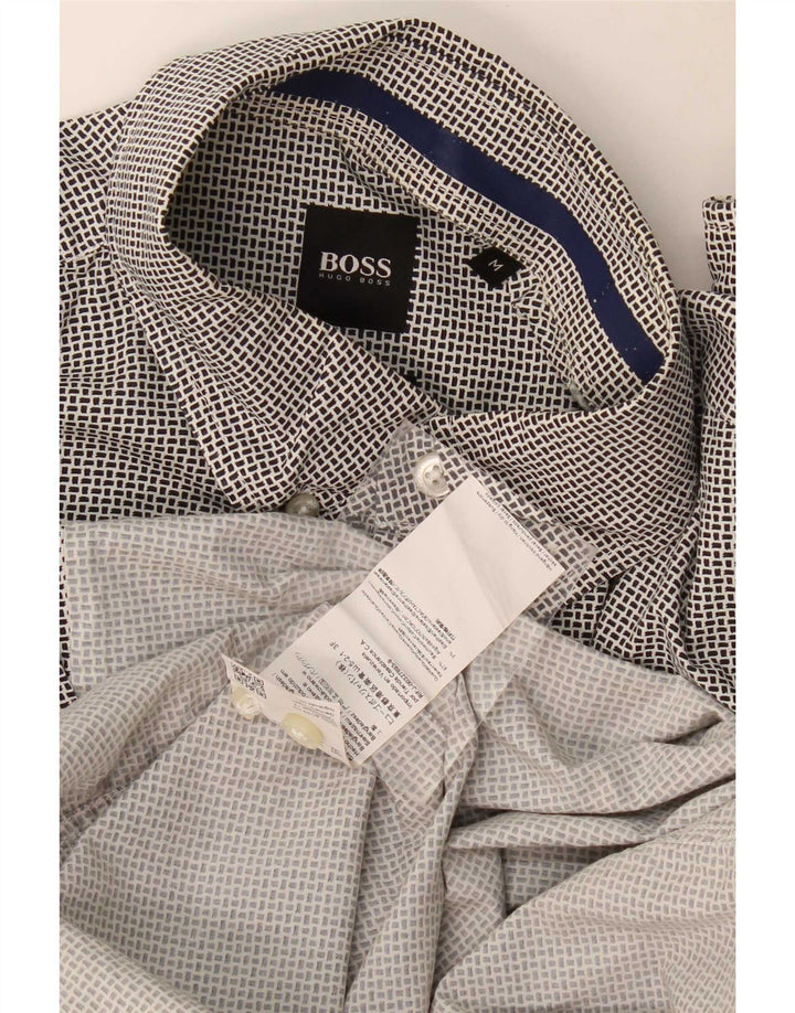 Męska koszula o regularnym kroju Hugo Boss, średnia czarna, geometryczna bawełna