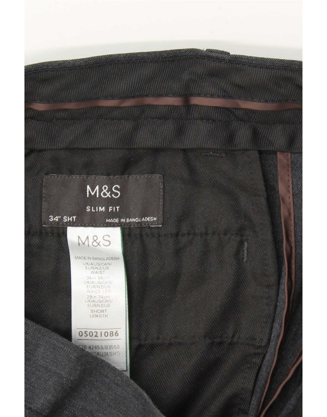 Męskie spodnie chino Marks & Spencer Slim Fit W34 L29 Granatowy poliester