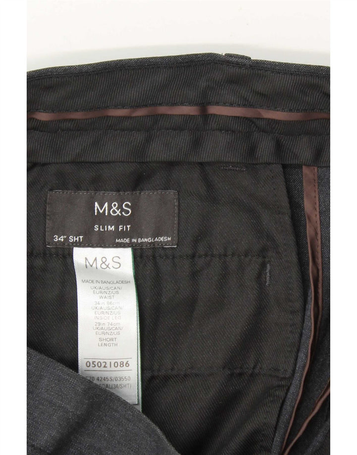 Męskie spodnie chino Marks & Spencer Slim Fit W34 L29 Granatowy poliester