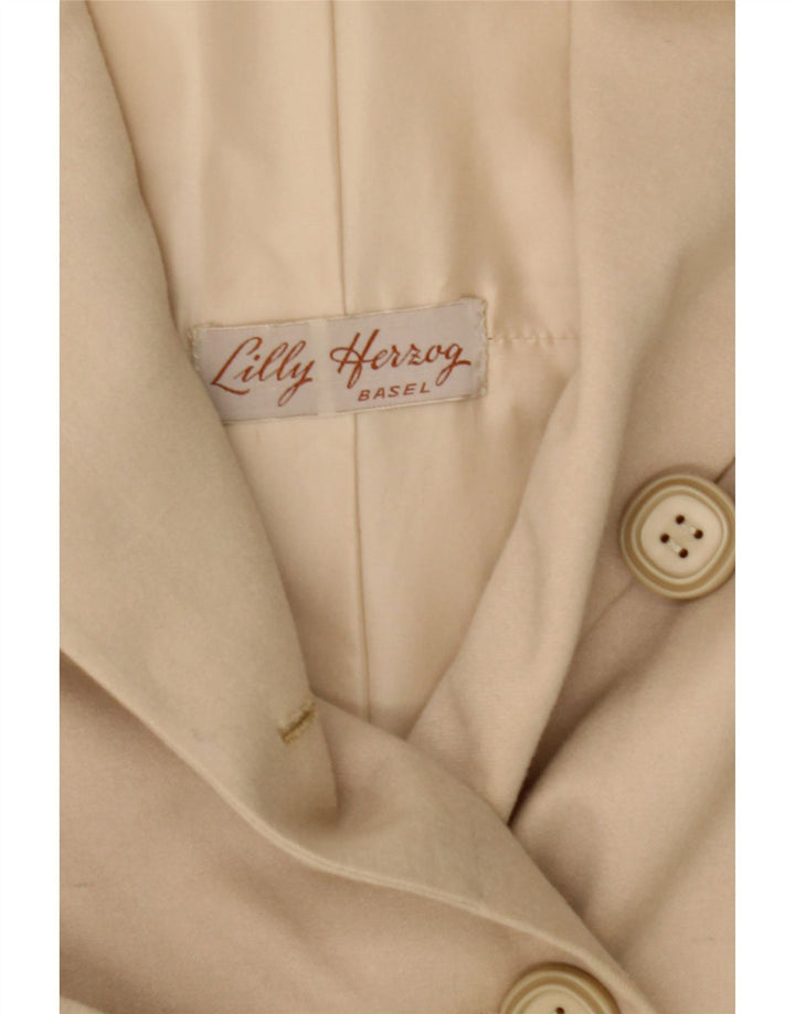 VINTAGE Womens Double Breasted Sheath Dress UK 10 Small Beige Vintage Vintage and Second-Hand Vintage from Messina Hembry 