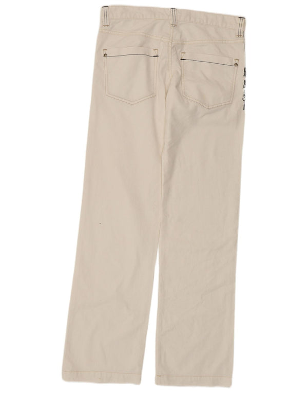 CALVIN KLEIN Damskie proste dżinsy US 14 XL W30 L30 Biała bawełna