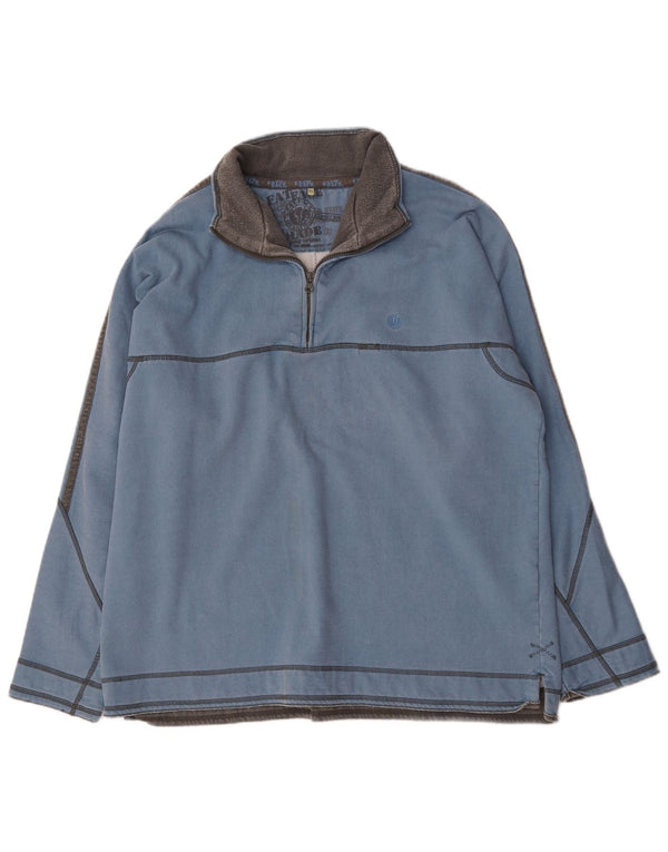 Fat Face Mens Zip Neck Sweatshirt Jumper XL Blue Cotton