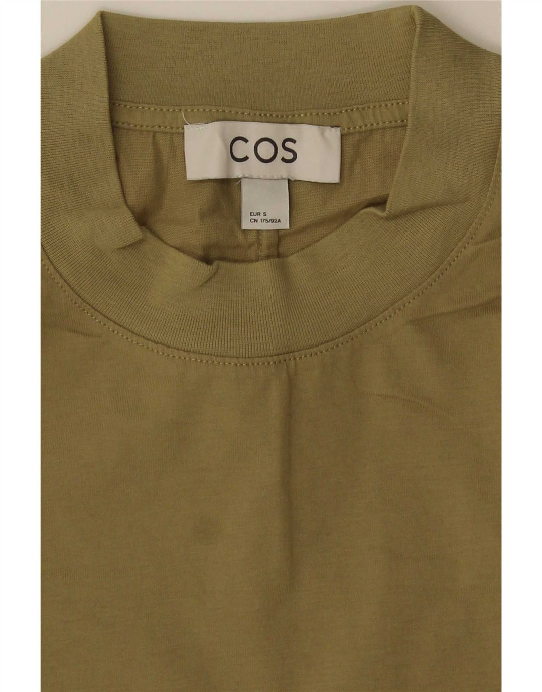 Cos Męski T-shirt Top Mały Khaki