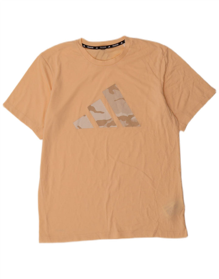 Męska koszulka treningowa Adidas z grafiką Top, średnia beżowa bawełna