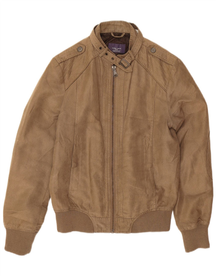 Męska wojskowa kurtka bomberka Zara UK 36 Small Brown