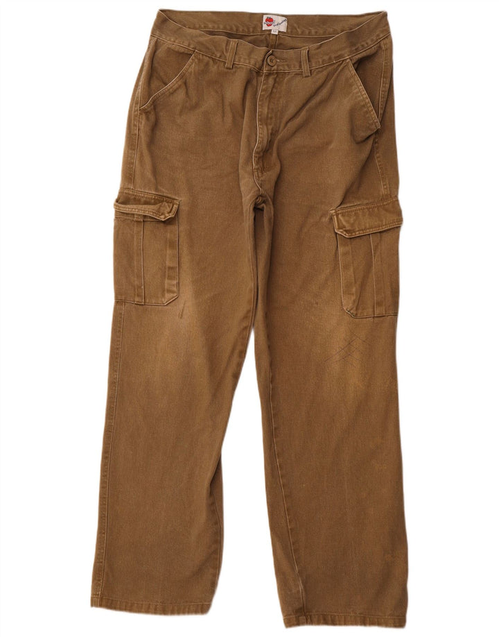 Męskie proste spodnie cargo w stylu vintage, EU 52 XL W36 L30, bawełna khaki