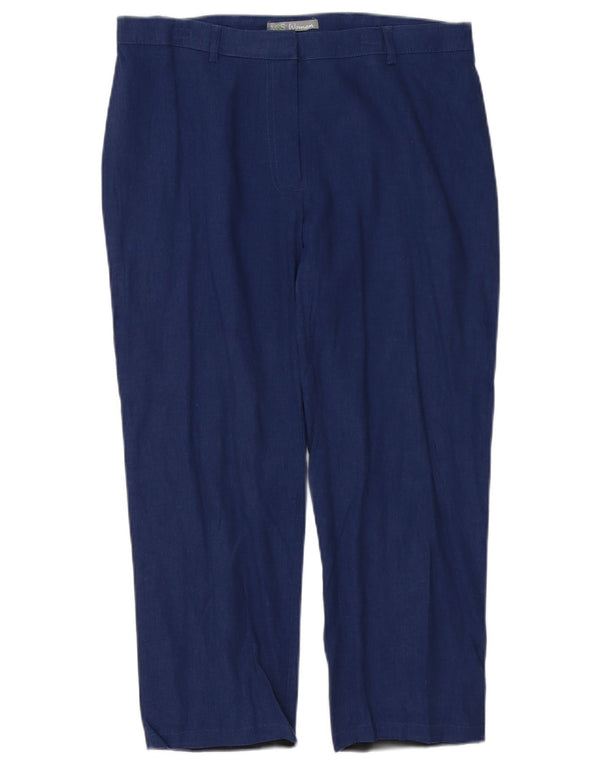 Spodnie damskie Capri Marks & Spencer UK 12 Medium W32 L23 Niebieskie lniane