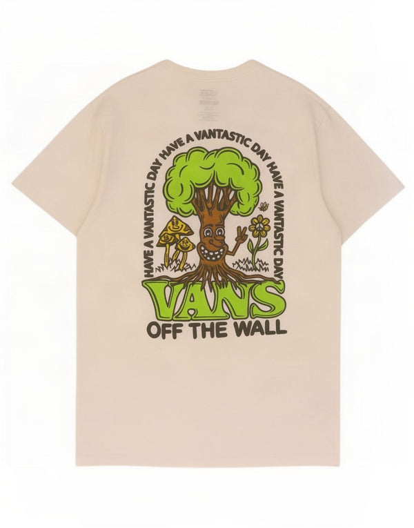 Męski T-shirt Vans o klasycznym kroju z grafiką, średniej wielkości, biały, bawełniany