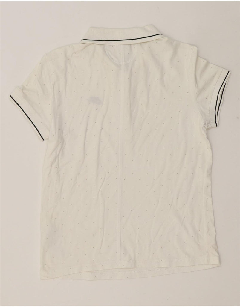 NIKE Womens Polo Shirt UK 16/18 XL White Spotted Cotton Vintage Nike and Second-Hand Nike from Messina Hembry 