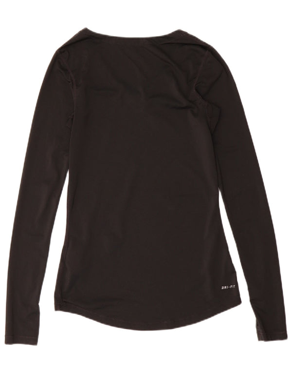 Damska koszulka Nike Dri Fit z długim rękawem, UK 8, mały, czarny poliester