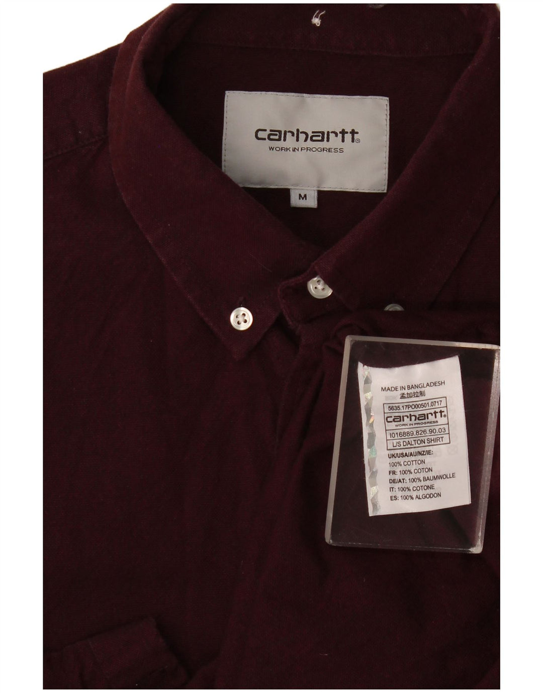 Koszula męska Carhartt, średnia, bordowa, bawełniana