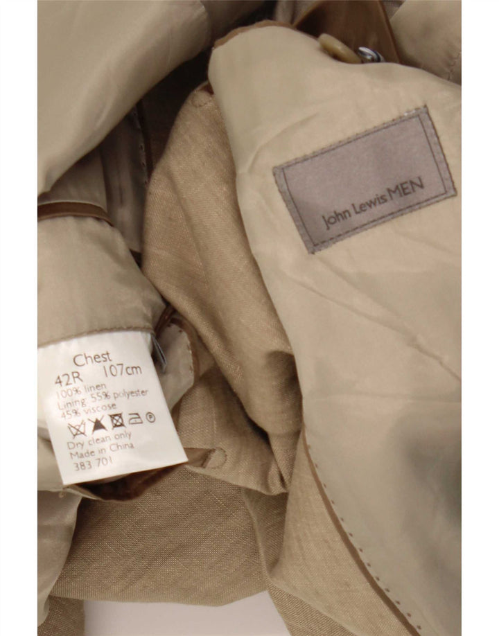 Męska marynarka zapinana na 2 guziki John Lewis UK 42 XL Beżowa lniana