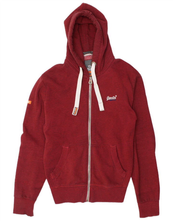 Męski sweter z kapturem i zamkiem Superdry, duży, bordowy, bawełniany