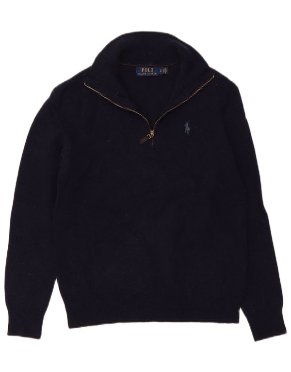 Sweter damski Polo Ralph Lauren z zamkiem błyskawicznym UK 10, mały, granatowy, wełniany