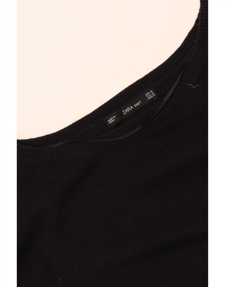 Damski sweter oversize z dekoltem w łódkę Zara UK 14, średni czarny