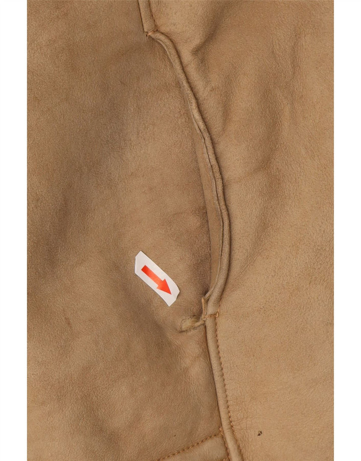 Vintage męska kurtka shearling UK 38 średni brąz