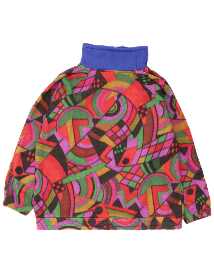 Vintage męski sweter polarowy o luźnym kroju, mały, wielokolorowy, geometryczny