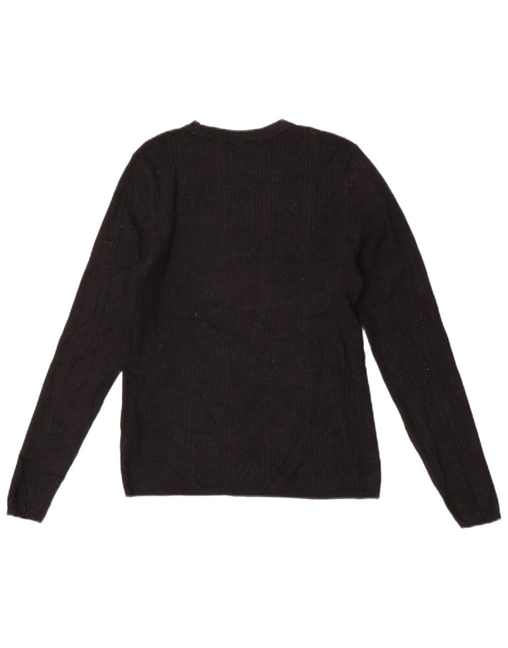 Marks & Spencer Damski sweter z dekoltem w łódkę UK 12 Średni czarny wiskoza